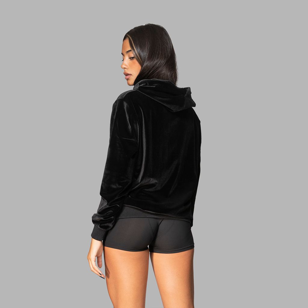 Black Blvck Velvet Hoodie Singapore | 842309-TFB