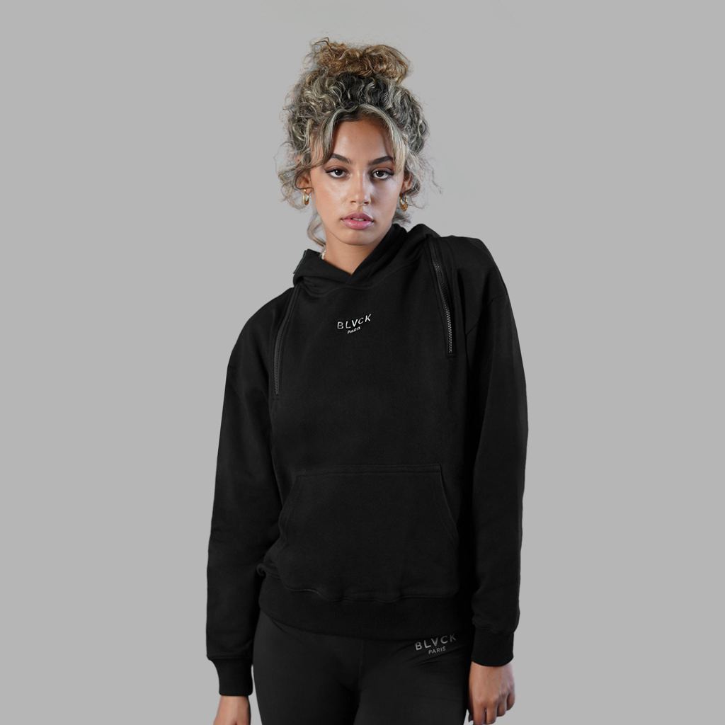 Black Blvck Zipped Hoodie Singapore | 981274-QXZ