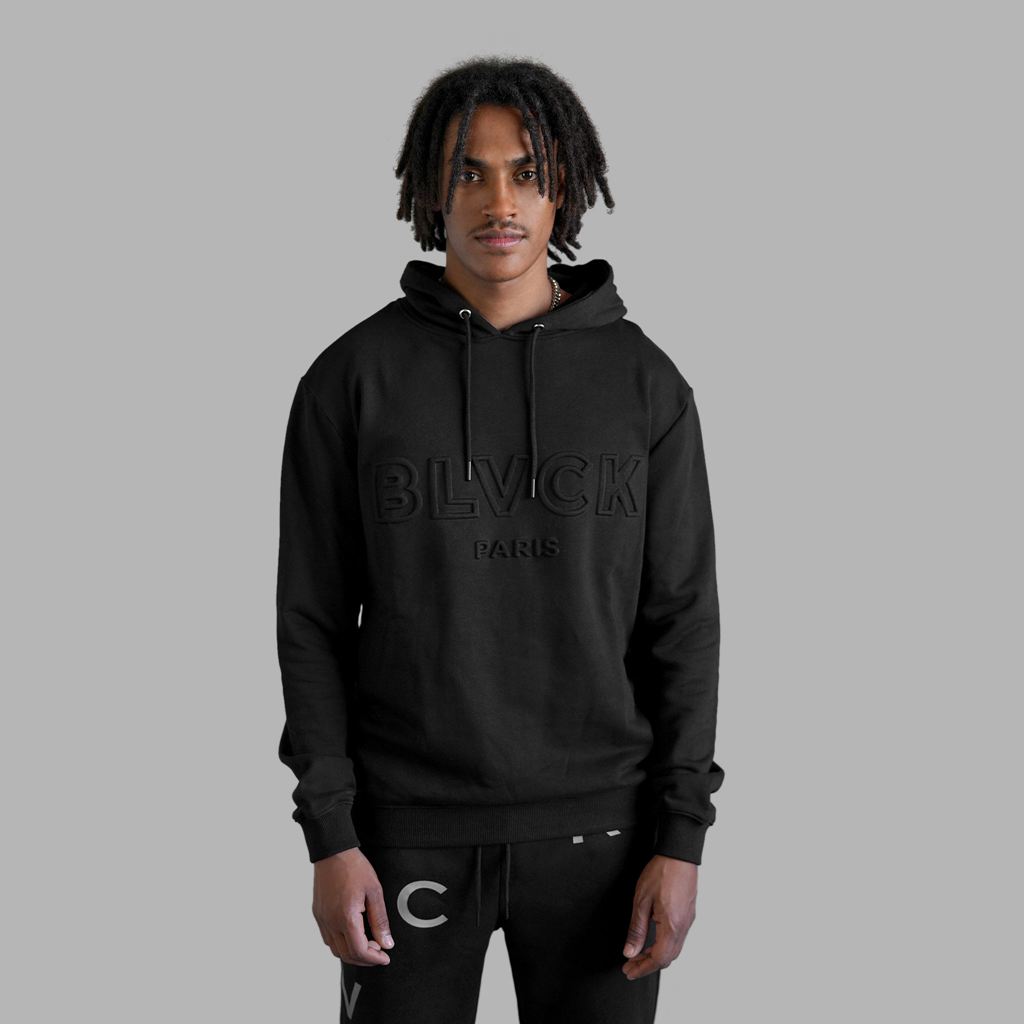 Black Blvck on Embossed Hoodie Singapore | 315892-ACU