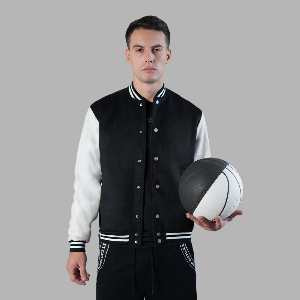 White Black Blvck Baseball' Jacket Singapore | 056792-SWK