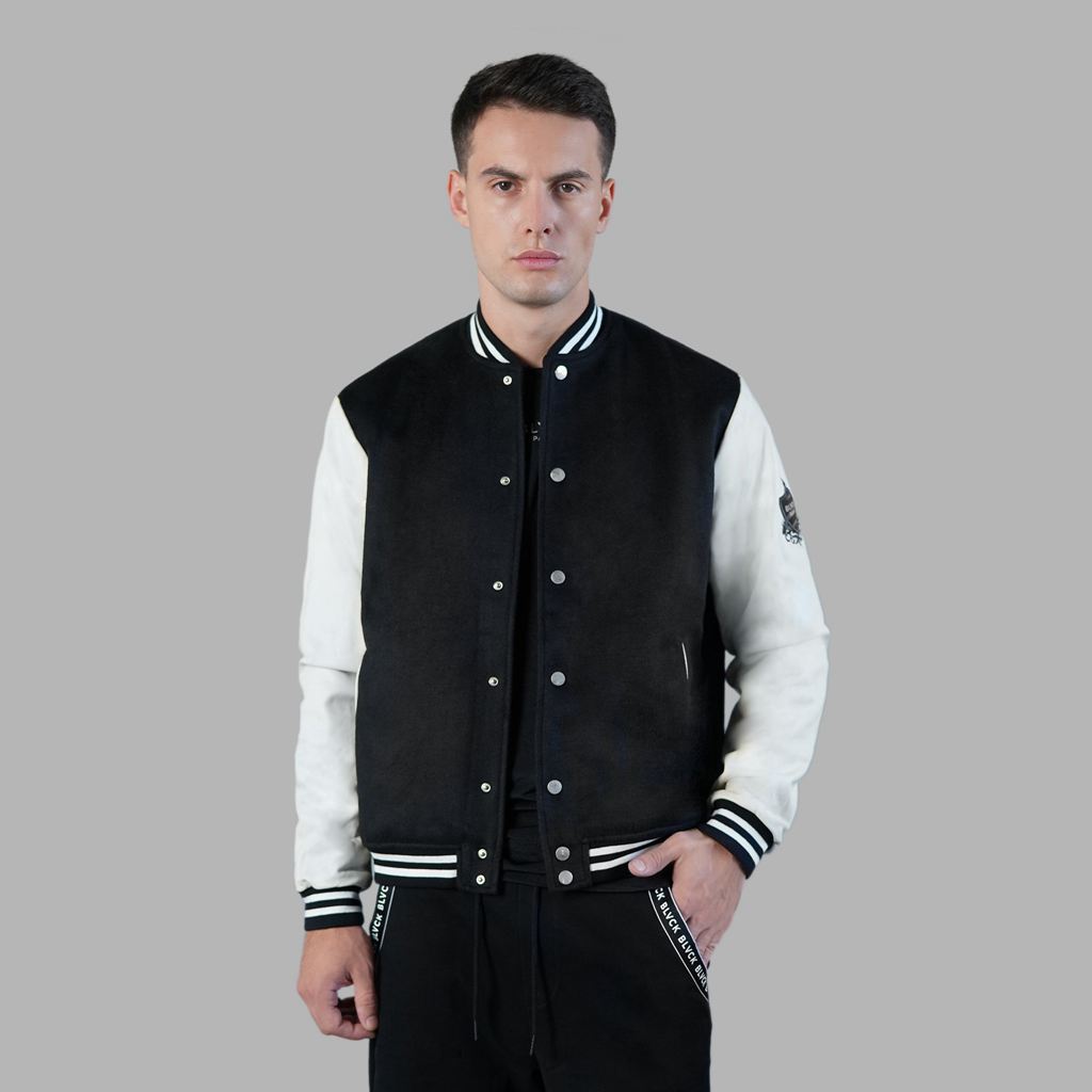 White Black Blvck Baseball' Jacket Singapore | 056792-SWK