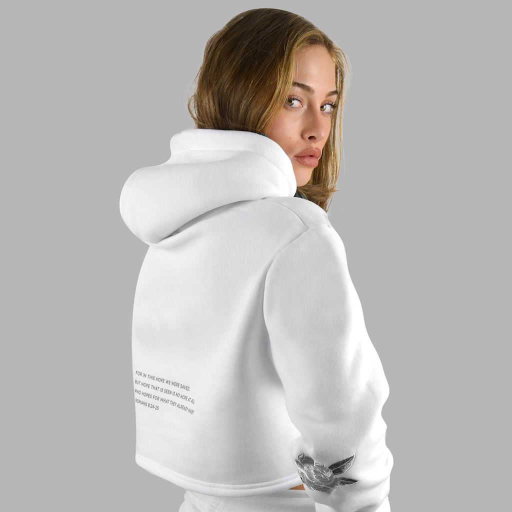 White Blvck Roses Cropped Hoodie Singapore | 179053-MUH