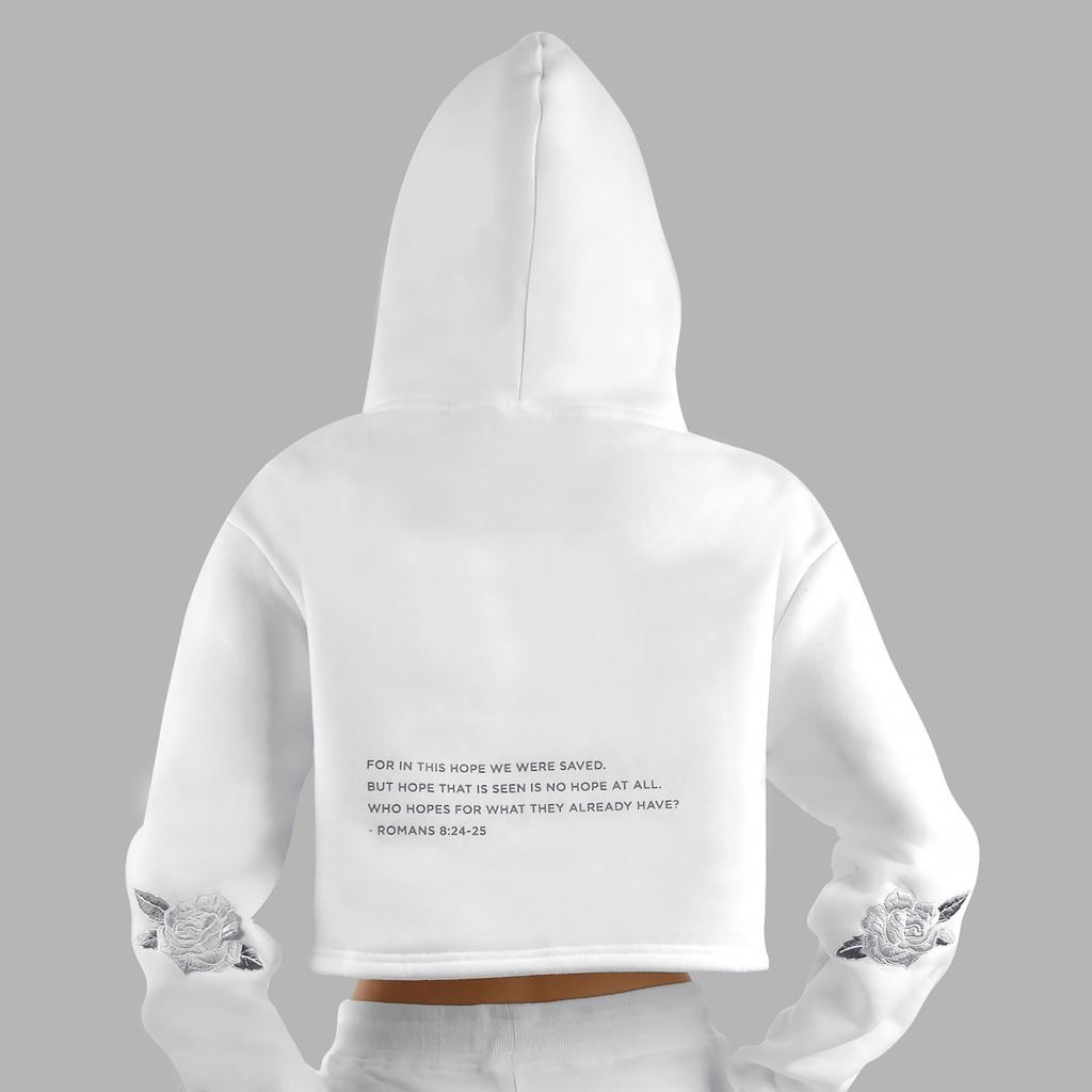 White Blvck Roses Cropped Hoodie Singapore | 179053-MUH